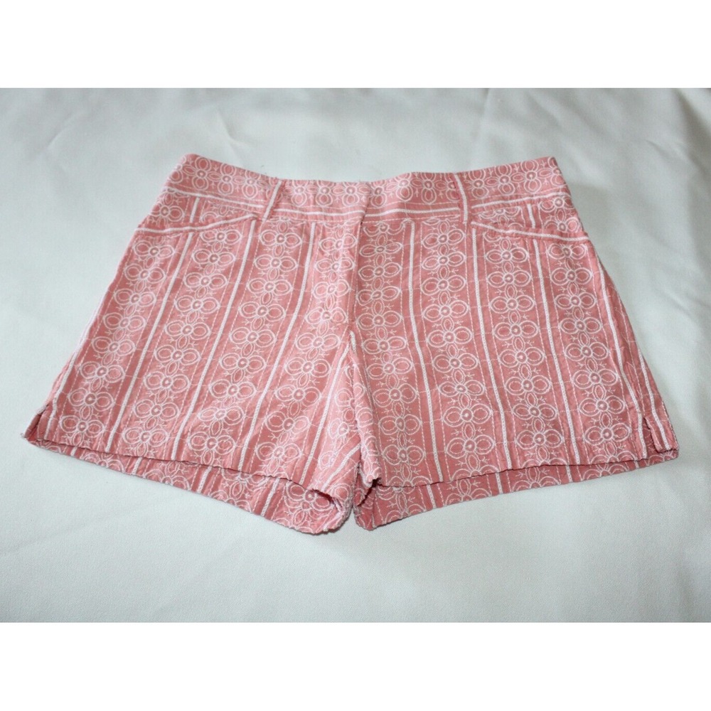 Ann Taylor Loft Outlet Floral Embroidered 4" Shorts Womens Chino Pink 0